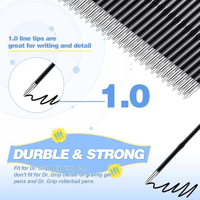 Zonon 30 Pieces Pen Refills Ink Ballpoint Pen Refill 3.9 Inch Replacement Ink Refill Bulk for Retractable Pens Office School Supplies, Medium Point(Black)