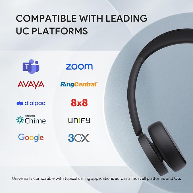Yealink BH70 UC (NO Dongle) Wireless Bluetooth Headset with Microphone for Work, 35h Talking Battery Life, 3-Mic Noise Cancellation Headsets for Computer, 147g Lightweight Headphone for Open Office