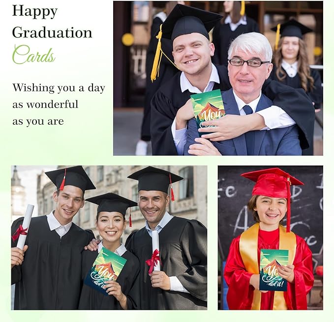 FaCraft Graduation Card 2025, You Did It Congrats Grad Greeting Cards with Envelope, for Preschool Kindergarten Middle School High School College PHD University Master Gradutes