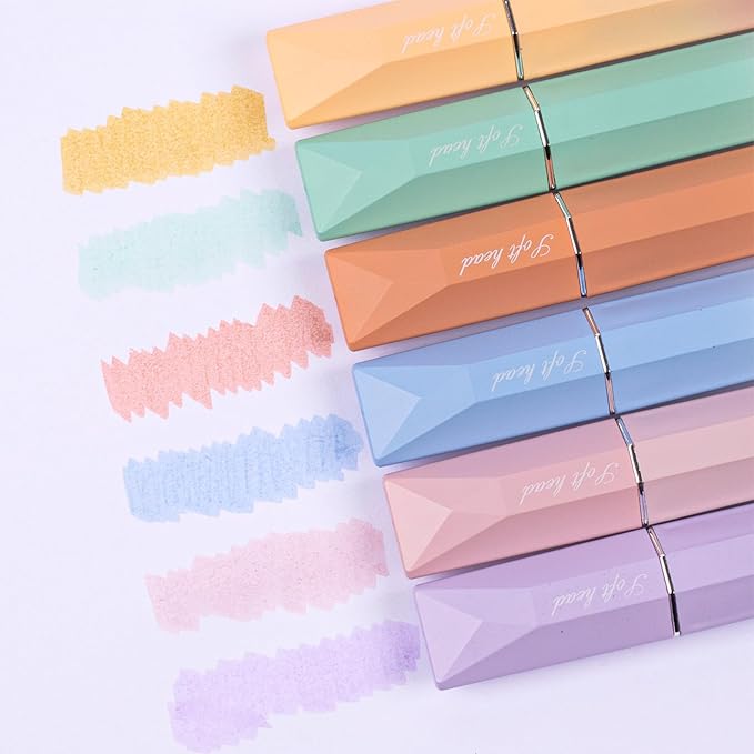COLNK Pastel Highlighter Set, 6 pcs Aesthetic Highlighters Assorted Colors,Chisel Tip, Cute Highlighter Color Pens for Color Coding,No Bleed,Pastel Ink B