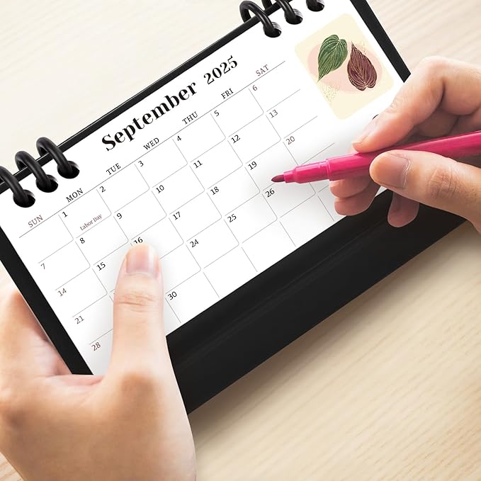 Small Desk Calendar 2024-2025, 6.8" x 3.7", 2025 Desk Calendar - Runs From Nov. 2024 Until Dec. 2026, 26 Months Mini Desktop Calendar for School, Home and Office Supplies