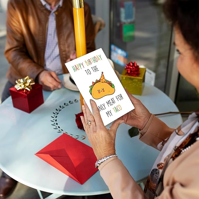 Taco Funny Birthday Card for Husband Boyfriend, Cute Taco Birthday Card for Him Man, Happy Birthday Birthday to the Only Meat for My Taco