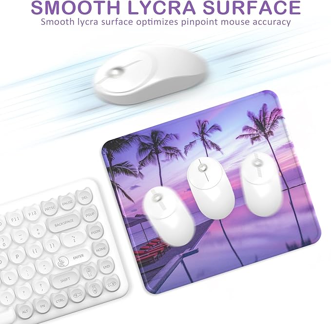 eulps Mouse Pad with Stitched Edge, Multiple Patterns Computer Mouse Pads with Non-Slip Rubber Base, Washable Cloth Mousepad, for Gaming, Laptop, PC (Violet Dusk)