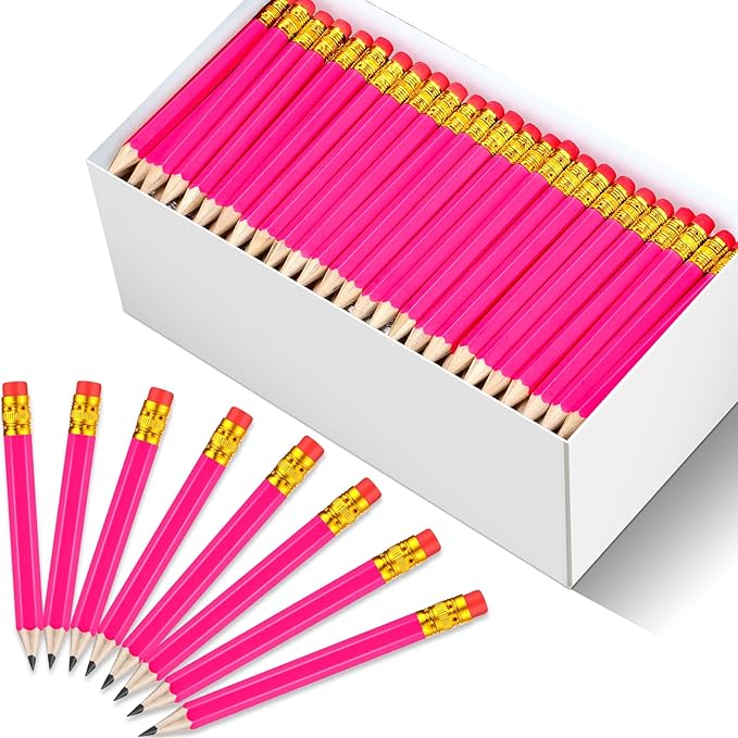 Chivao 288 Pieces Golf Mini Pencils Bulk with Eraser #2 HB Golf Short Pre Sharpened Pencils for Party Favors Office Supplies 4 Inch(Rose Red)