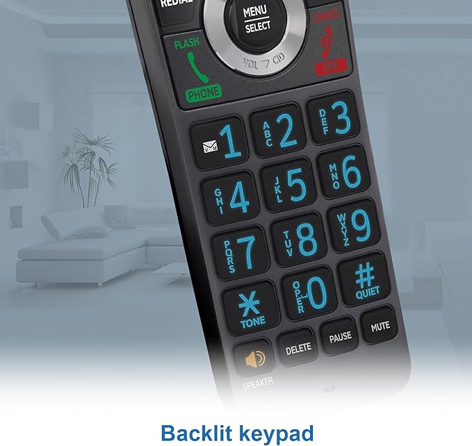 AT&T GL2101-4 DECT 6.0 4-Handset Cordless Home Phone with Call Block, Caller ID, Full-Duplex Handset Speakerphone, 2" White Backlit Display, Lighted Keypad (Graphite & Black)