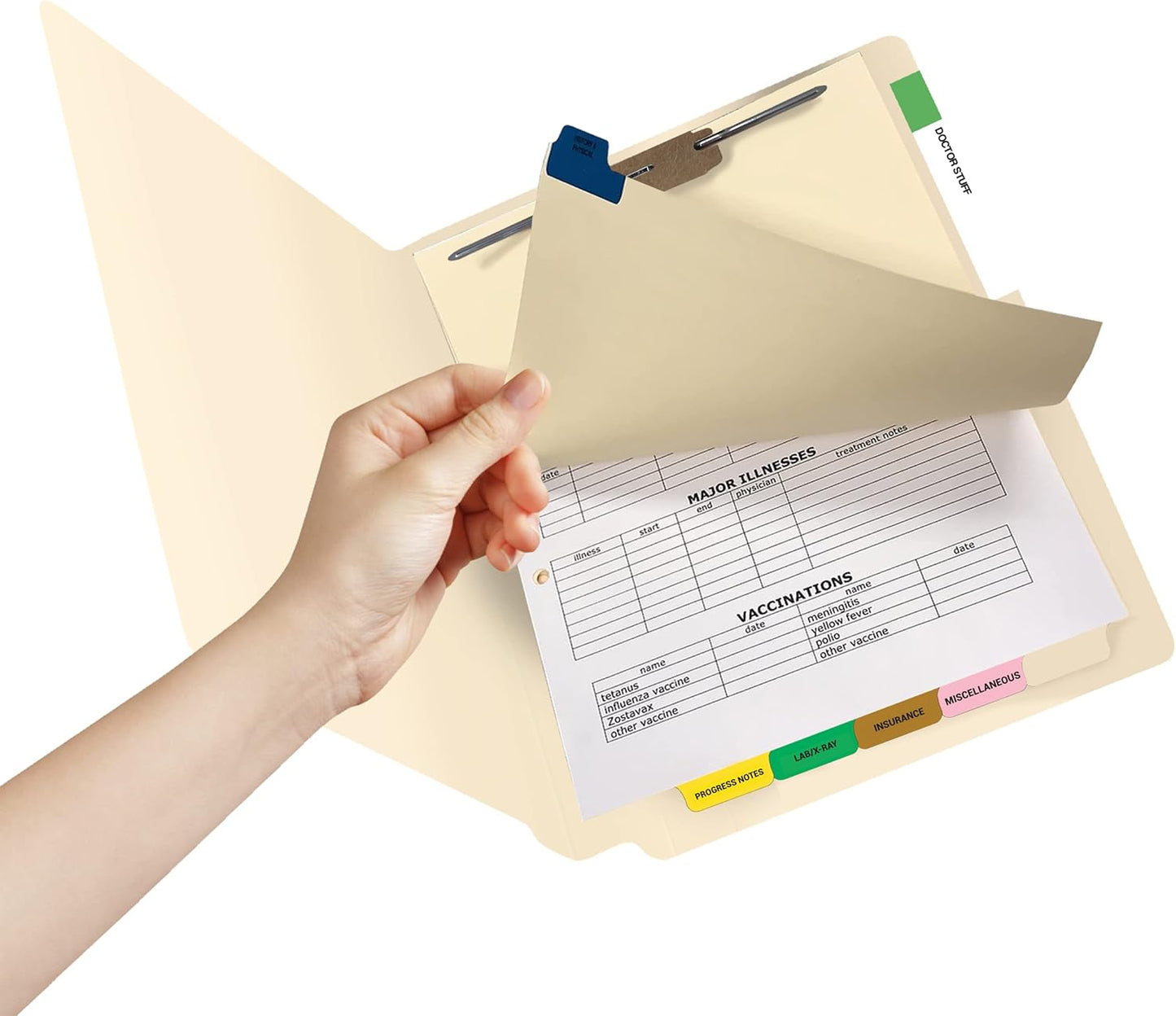 Doctor Stuff - Stock Medical Chart Dividers, 260 Sets of 6 Popular Healthcare Index Tabs, Bottom Tab, 8-1/2" x 11-3/8", File Folder Organizer for Nursing Patient Charts & Medical Records