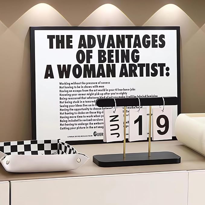 Perpetual Daily Flip Calendar for Desk Reusable Office Desktop Decor Home Accessories Photography Props (Black)