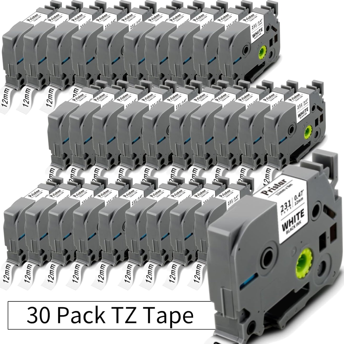 30x Replace for Brother Label Maker Tape 12mm 0.47 Laminated White TZ Tape Work with Brother P Touch PTH210 PTD220 PTH110 PT-1280 PT-1880 Label Maker Refills, Black on White, 1/2 Inch x 26.2 Feet