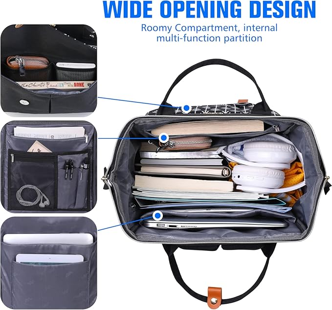 MOMUVO Laptop Backpack for Women, School Backpack 15.6 Inch Notebook Work Backpack with USB Charging Port, Casual Daypack Women College Bookbag for Teacher, Girls, Travel