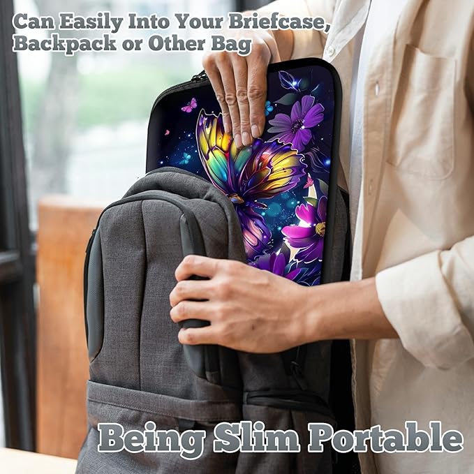 Universal Laptop Sleeve Tablet Case 12 inch, Color Moon Butterfly Slim Carrying Case Durable Handbag Travel Laptop Bag for Surface Pro 9 8 7/Laptop Go 2 3, MacBook Air 11/12