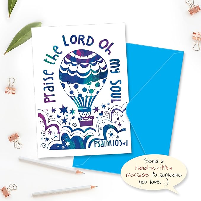 Christian greeting cards with Scripture, 9 in this pack of thinking of you cards religious, blank inside, hand drawn by British artist Jacqui Grace (Multicolored / CH438)