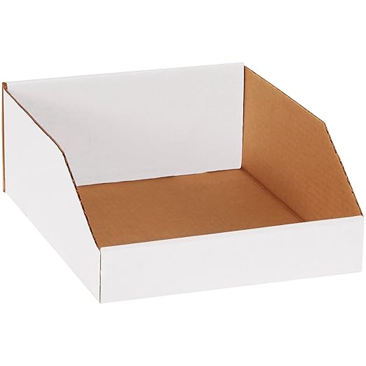 Partners Brand PBINMT1012 Open Top Bin Boxes, 10" x 12" x 4 1/2", Oyster White (Pack of 25)