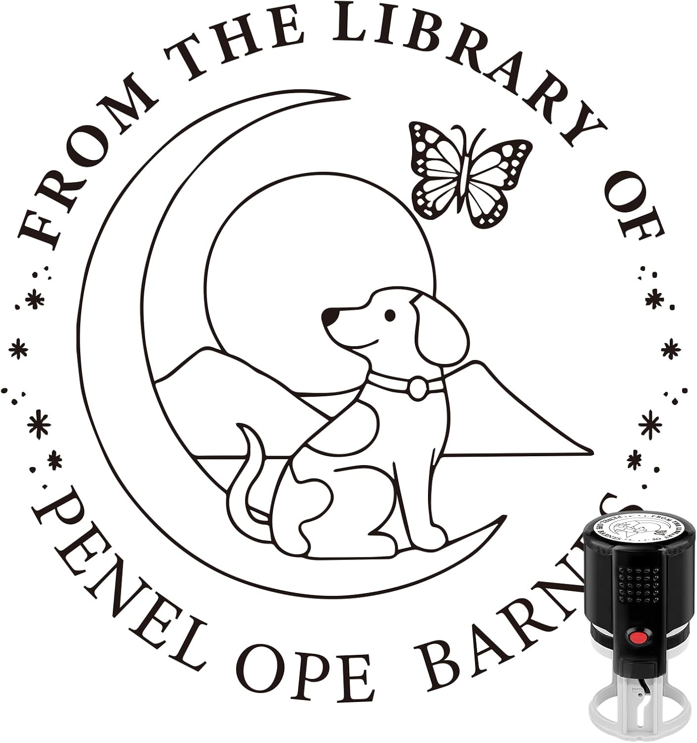 Custom Self Inking Stamp | Book Stamp Personalized Library Gifts for Book Lovers, Readers, Teachers (Dog 02)