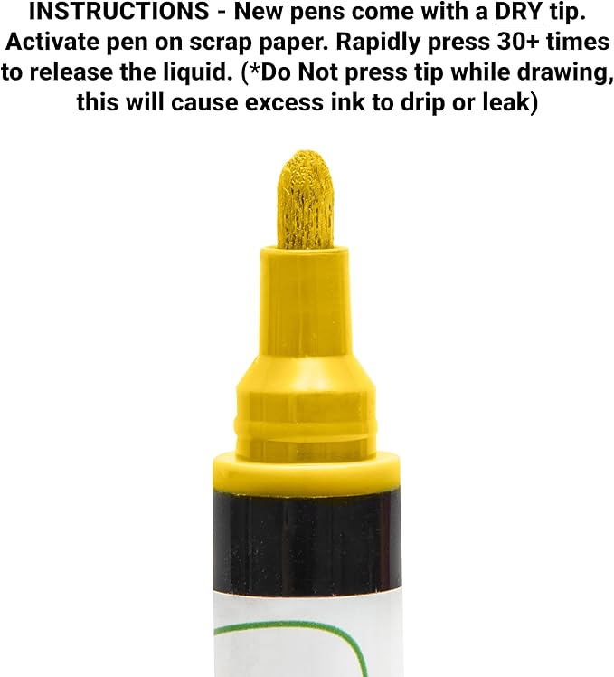 Glass Pen Window Marker: Liquid Chalk Markers for Glass, Car Marker or Mirror Pen with Washable Paint - Graduation Car Windows, Storefront Window, Wedding, Parade, Party & Holiday (Yellow, Fine Tip)