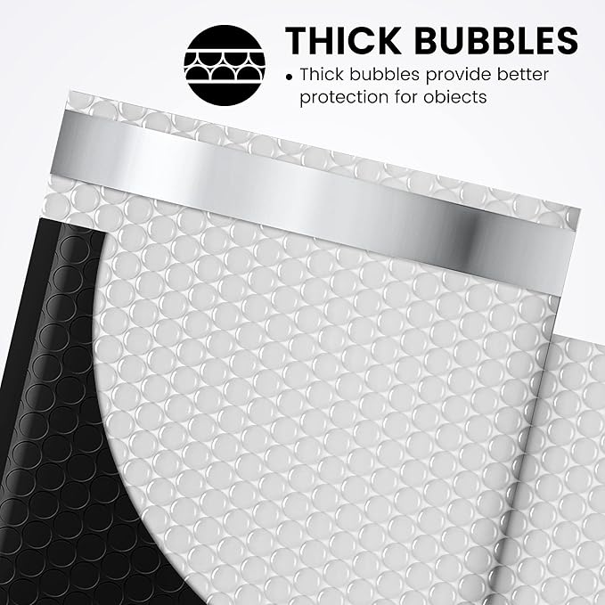 Fuxury Bubble Mailer, 6x10 Inch Bubble Mailers 50 Pack, Self-Seal Adhesive Padded Envelopes, Water Resistant Mailers, Shipping Envelopes for Packaging, Small Business, Mailing,Bulk Black #0