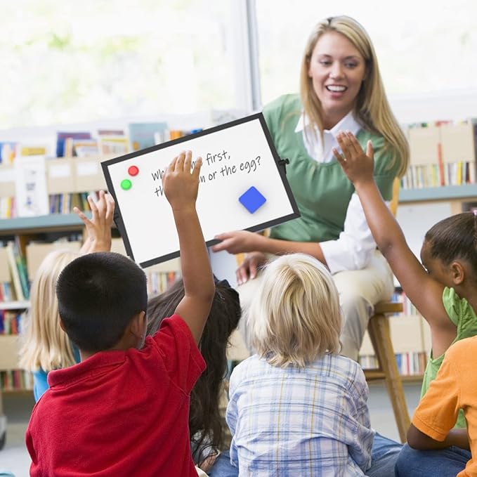 OWill Black Dry Erase White Board, 16inX12in Large Magnetic Desktop White Board with Stand,A3 Magnetic Whiteboard & Portable Double-Sided Whiteboard Easel for Drawing in School & Home