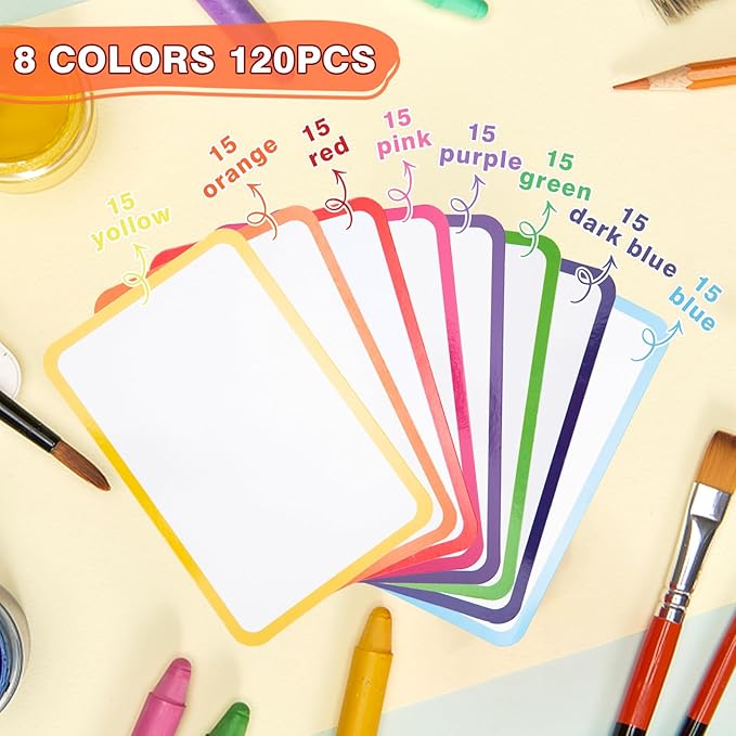 120 Pcs Dry Erase Index Cards Notecards Blank Reusable Flash Cards Sheets Game Cards Study Business Note Cards for School Office Housework Taking To Do List (Multicolor, 3×5 Inch)