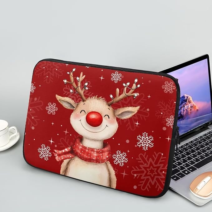 Cute Deer Laptop Sleeve for Women 15 inch Laptop Protector with Multiple Uses Computer Carrying Case Portable Tablet Bag Lap Top Case Christmas Laptop Protector