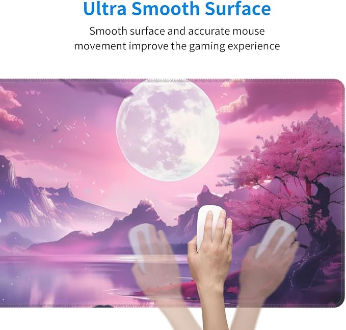 Gaming Mouse Pad Desk Pad,Extended Big Mouse Pad,31.5x11.8 Inch Long Computer Keyboard Mouse Mat Mousepad with 3mm Non-Slip Base and Stitched Edge for Gaming and Office… (Pink Canyon)