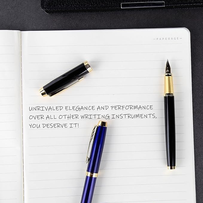 Fountain Pen, luxury pens, Fine point smooth writing pens for journaling fancy pens with Gift Case 10 black ink cartridges an ink converte nice pens writer gifts-Matte Green