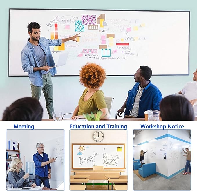 Magnetic White Board Film, 47" x 35" Dry Erase Board for Wall, Self Adhesive Whiteboard Paper Set for Office, Conference Room, Classroom, Home, Include Marker, Magnetic Eraser and Magnets