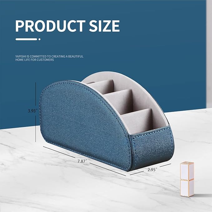 Remote Control Holder Leather TV Remote Caddy for Table, 5 Compartments Nightstand Organizer for Bedroom Accessories/Bedside Remotes/Media Controllers/Office Supplies, Decorations for Living Room