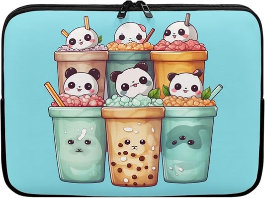 Cute Panda Laptop Sleeve for Women Girls 13 inch Laptop Protector with Versatile Uses Computer Sleeve Neoprene Lap Top Case Ideal Gifts for Daily Use School Travel Tablet Bag Blue
