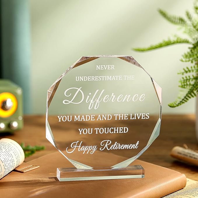 Happy Retirement Gifts for Men Women Never Understand the Difference You Made Keepsake and Paperweight Retirement Plaque Inspirational Gifts for Retired Teacher Police Firefighter Nurse (Novel Style)