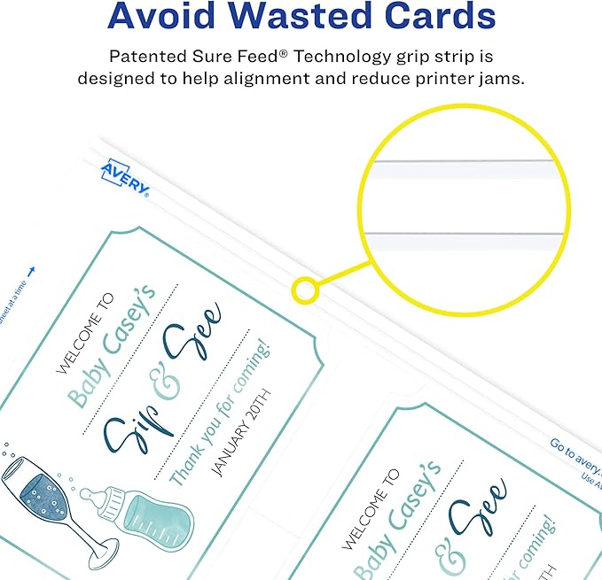 Avery Postcards with Scalloped Corners and Sure Feed Technology, 3.5" x 5", Matte White, 100 Cards Total, Laser/Inkjet Printable Cards (5626)