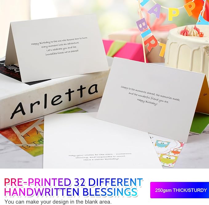 Joyberg 32 PCS Happy Birthday Cards Bulk with Envelopes, 4x6 Assorted Birthday Cards
