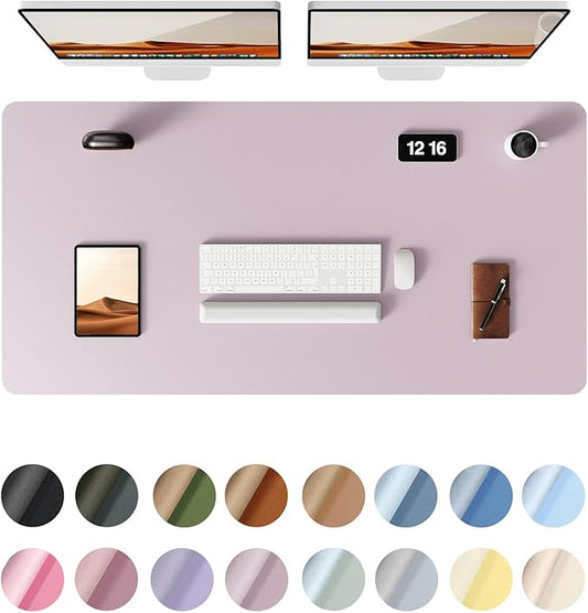 YsagI Large Leather Desk Mat, Mouse Pad, Non-Slip PU Leather, Waterproof Writing Pad, Laptop & Office use (Grayish Lavender, 47.2" x 23.6")