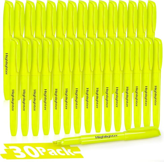 Duchong 30 Yellow Highlighters, Chisel Tip Dry-Quickly Highlighter Markers, Highlighter Bright Colors for Adult Kids, Office Classroom Must Have, School Supplies for Teachers