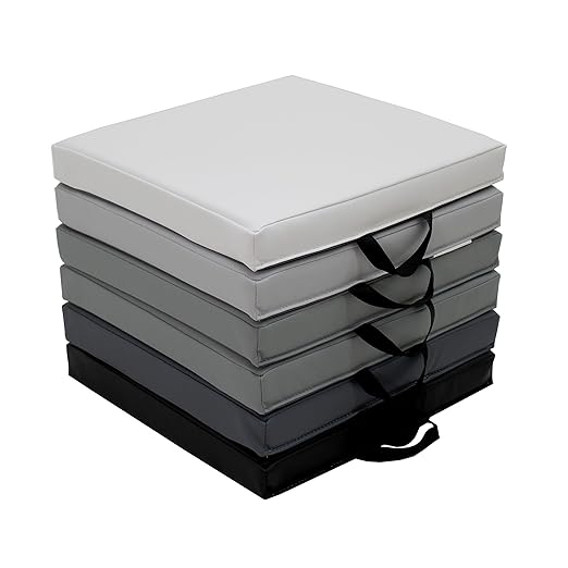 Factory Direct Partners SoftScape 15 inch Square Classroom Floor Cushions with Handles; Flex Seating for Daycare, Preschool, Playroom; 2 inch Thick Deluxe Foam (6-Piece) - Gray/Light Gray, 12228-GYLG