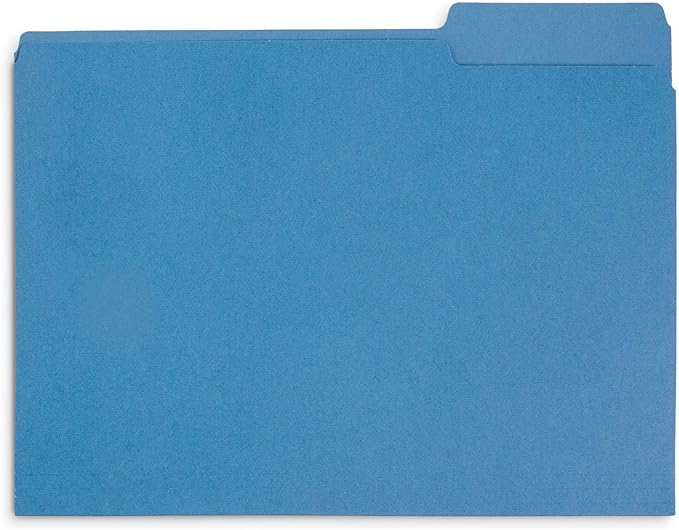 200 Blue Summit Supplies Blue File Folders with 1/3 Cut Tabs, Letter Size, Durable 11pt Paper, Uncoated Blue Paper, Colorful Blue File Folders for Office and Home Organization