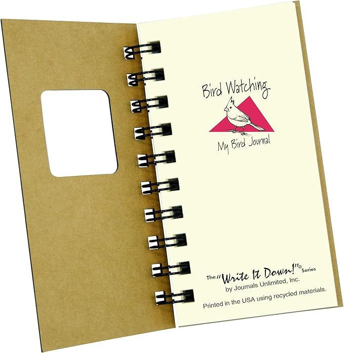Write it Down series by Journals Unlimited, Guided Journal, Bird Watching, My Bird Journal, Mini-Size 3”x5.5”, Kraft Hard Cover, Made in USA