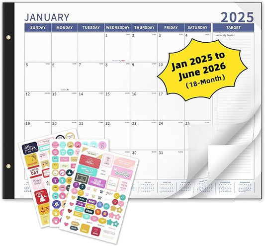 Ospelelf Desk Calendar 2025-2026 Large 22'' x 17'' Calendar 2025 Monthly Desktop Calendar, 18 Month Calendar, Use Jan 2025 - June 2026
