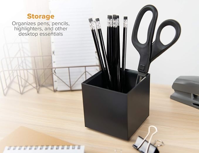 Bostitch Office Konnect Pencil Cup Desk Organizer, Pen Cup, 2-Pack, Black