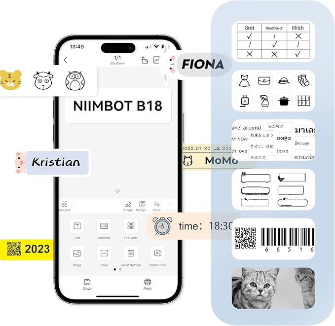 NIIMBOT Thermal Transfer Labels 0.47''x1.57'', Only for B18 Label Maker, PET Material, Waterproof and High-Temperature Resistance, Long Storage Time, White(12x40mm-150)
