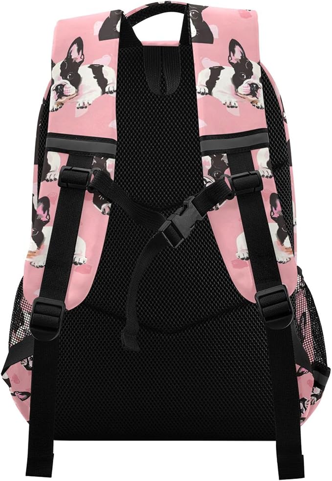 MNSRUU Laptop Backpack with Chest Strap, Bulldog School Backpack, Travel Hiking Backpack for Boys Girls Teen Adult, Rucksack, Knapsack