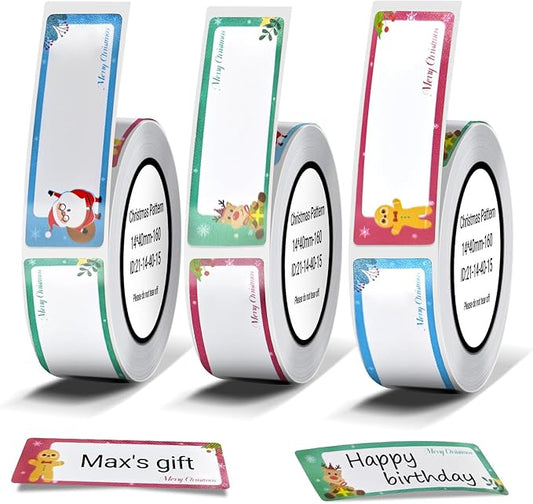 ORGBRO X1 Label Maker Tape, Genuine Thermal Label Print Paper 0.47"×1.57"(12×40mm), Standard Laminated Office Labeling Tape Replacement, 160 Tapes/Roll, 3-Roll, Joyful Patterns