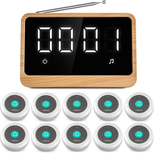 Wireless Call Light System with Call Buttons for Elderly at Home Call Bell for Clinic Seniors Assisted Living Emergency Wellness Center Hospital Restaurant, Maple Wood Texture