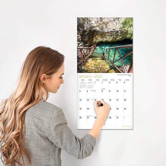 RED EMBER Tropical Destinations 2025 Wall Calendar 12 Month | 12" x 24" Open | Thick & Sturdy Paper | Giftable | Calendar 2025