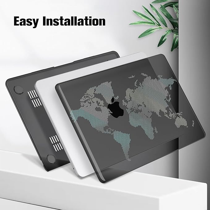 Fintie Case for MacBook Air 13.6 Inch A3113 A2681 (2022 2023 2024 Release) - Snap On Hard Shell Cover for MacBook Air 13.6" M2 M3 Chip with Liquid Retina Display and Touch ID (World Map)