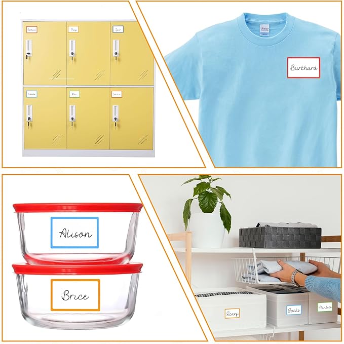 Utron 500Pcs Name Labels, 3.5x2.25 inch Blank Nametags, Sticky Name Tags for Whiteboards Locker Fridge School Office Home 10 Colors