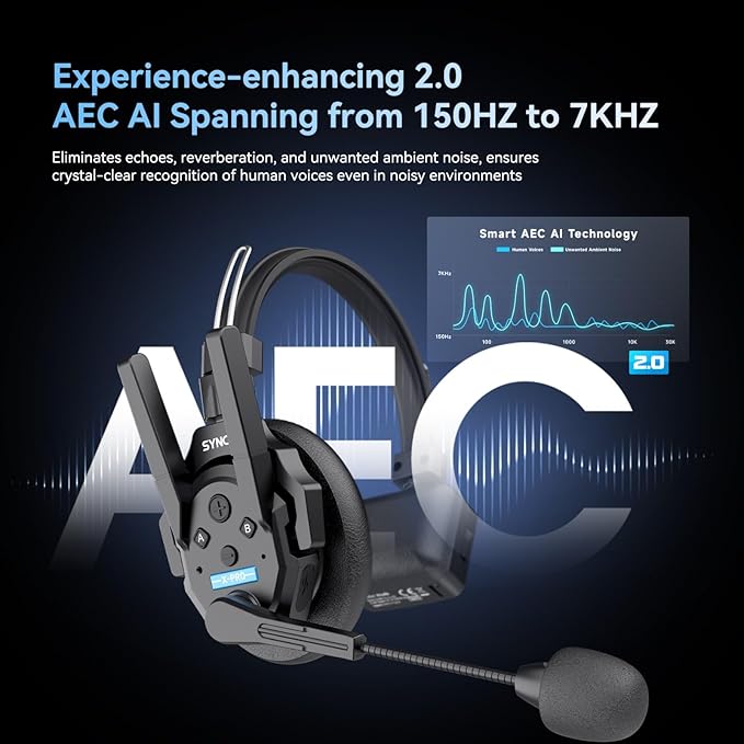 EACHSHOT SYNCO XTalk XPRO2 2.4GHz Wireless Headset Intercom System 2 Person Team Communication 500m Operating Range with Ai Noise Cancellation for Movie Shoot Live Show Stage Performance