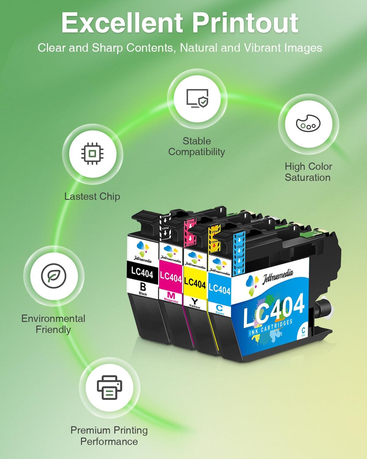 4Pack LC404 Ink Cartridges for Brother Printer MFC-J1205W Replacement for Brother LC 404 LC-404 Ink Cartridges for MFC-J1205W MFC-J1215W Printer(Black Cyan Magenta Yellow)