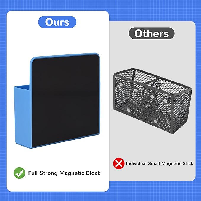 Magnetic Dry Erase Marker Holder, Magnetic Pen Marker Holder for Whiteboard, Fridge, Locker Accessories, School, Office, Home, Magnet Pen Cup,1 Pack, Blue