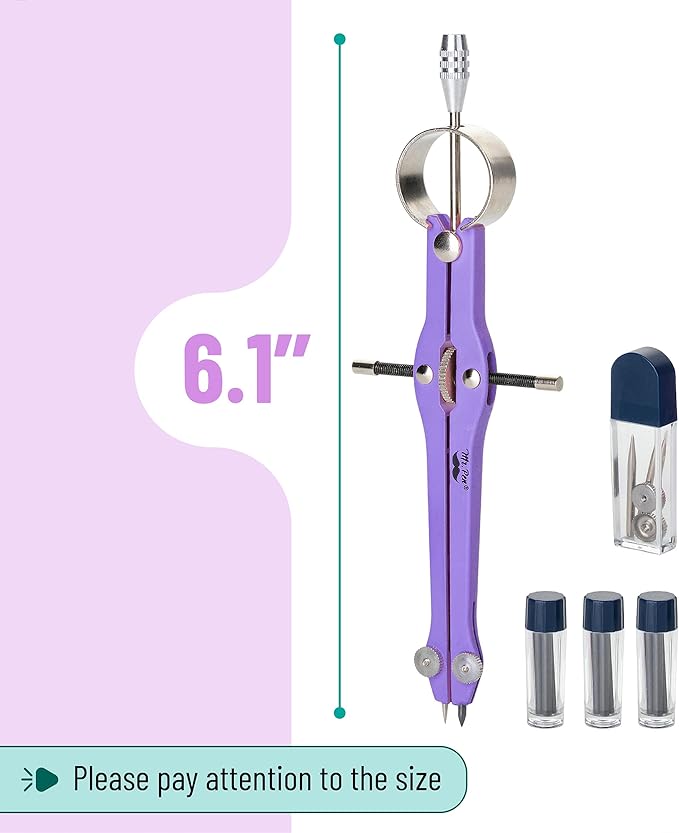 Mr. Pen- Professional Compass for Geometry, Purple with Extra Leads, Metal Compass with Lock, Drawing Compass, Geometry Compass, Math Compass, Compass Drawing, Drafting Compass, Drafting Tools