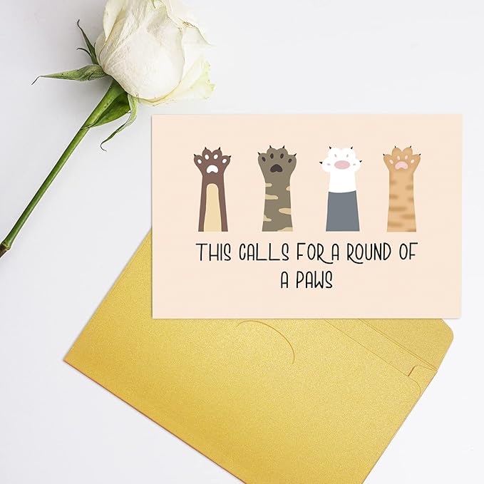 Supoeguk Funny Graduation Card for Friends, Cute Paws Congratulations Card for Him Her, Lovely Proud of You Card, New Job Card