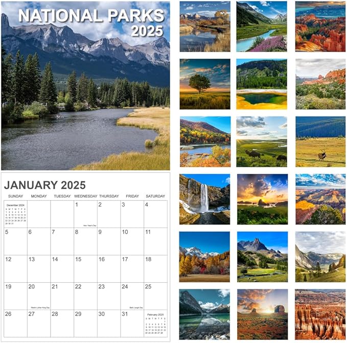 Calendar 2025, National Parks Calendar 2025-2026 from January 2025 - June 2026, 12" x 24" Opened 18 Months Calendar, Full Page Months Thick & Sturdy Paper for Gift Perfect Calendar Organizing & Planning